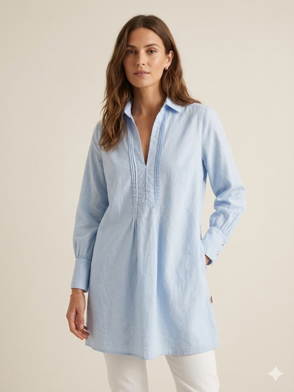Sinéquanone Light Blue 100% Cotton Pleated Tunic Blouse FR 40 / US 8